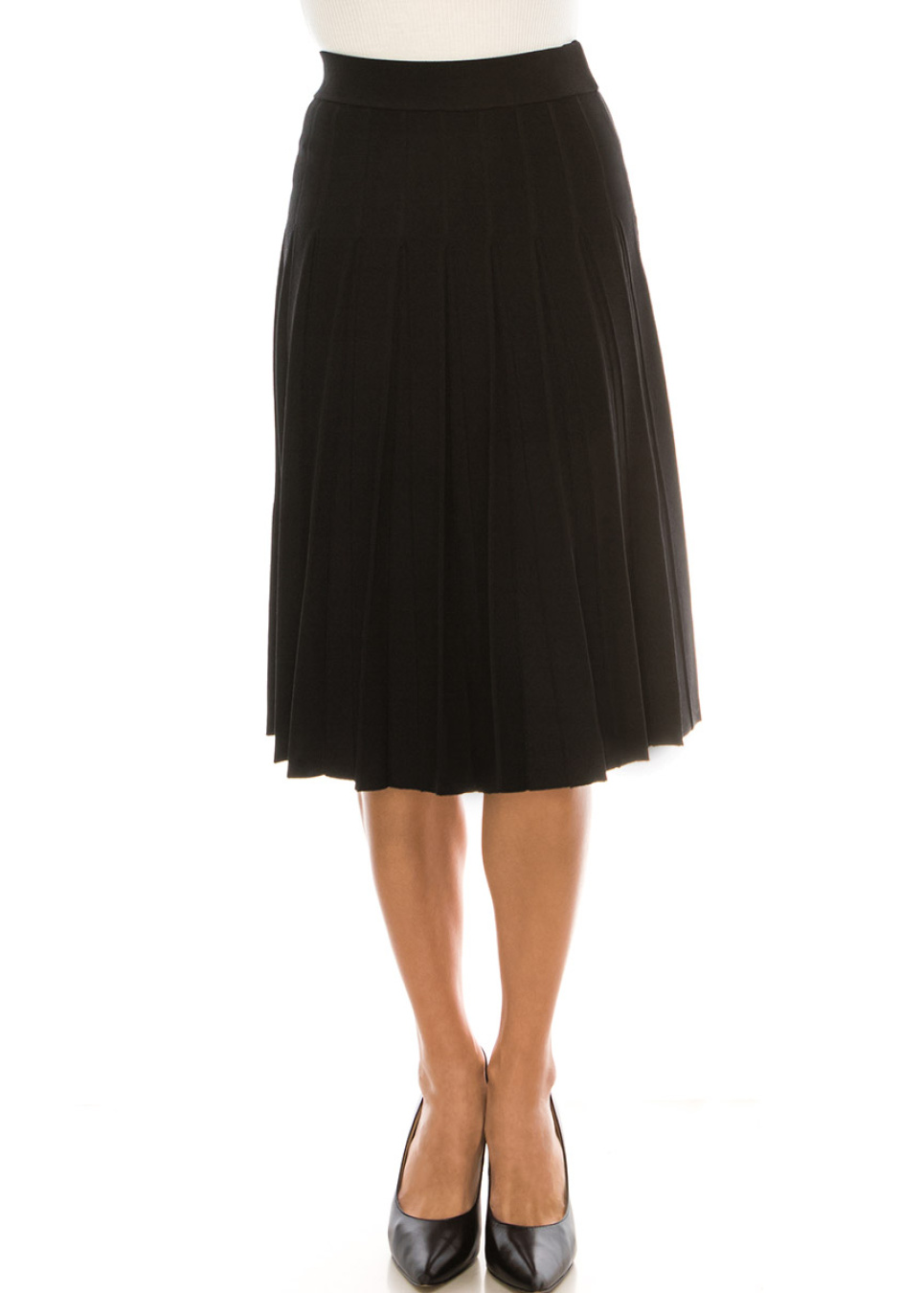 Fixed Box Pleated Skirt in Black | Modest Women Clothing - YAL New